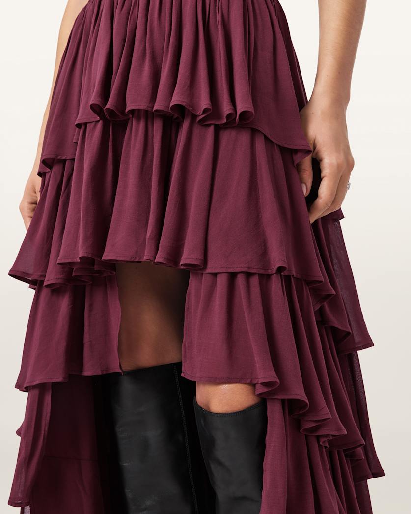 AllSaints Cavarly Maxi Skirt Women's Tawny Port Red Women's