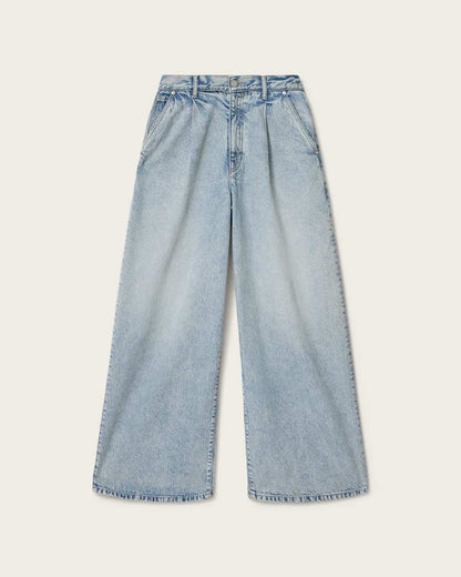 AllSaints Haze Wide Leg Pleated Jeans Women's Light Indigo Women's