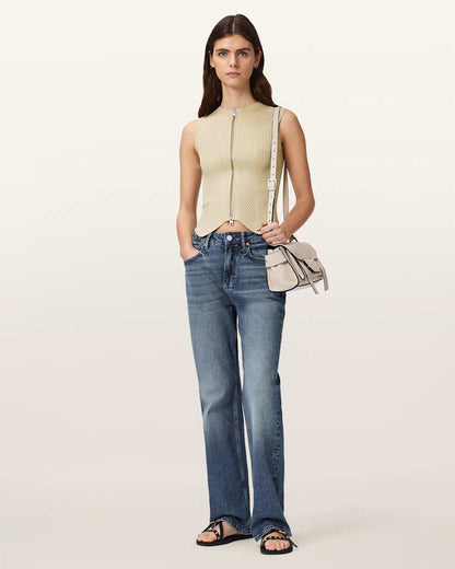 AllSaints Cruz Zip Slim Fit Vest Women's Haze Green Women's