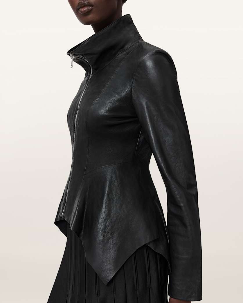 AllSaints Grace Leather Biker Jacket Women's Black Women's