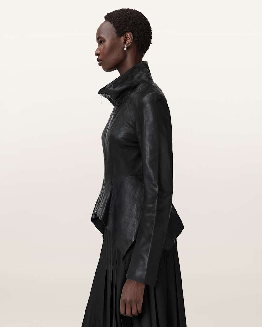 AllSaints Grace Leather Biker Jacket Women's Black Women's