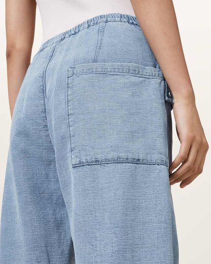 AllSaints Val High Rise Cargo Linen Blend Pants Women's Light Blue Women's