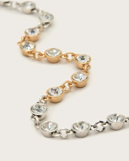 AllSaints Pippa Crystal Necklace Women's Warm Silver Mix Women's