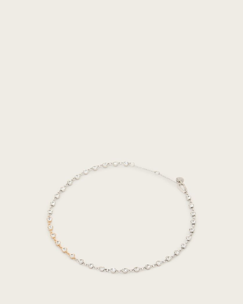 AllSaints Pippa Crystal Necklace Women's Warm Silver Mix Women's
