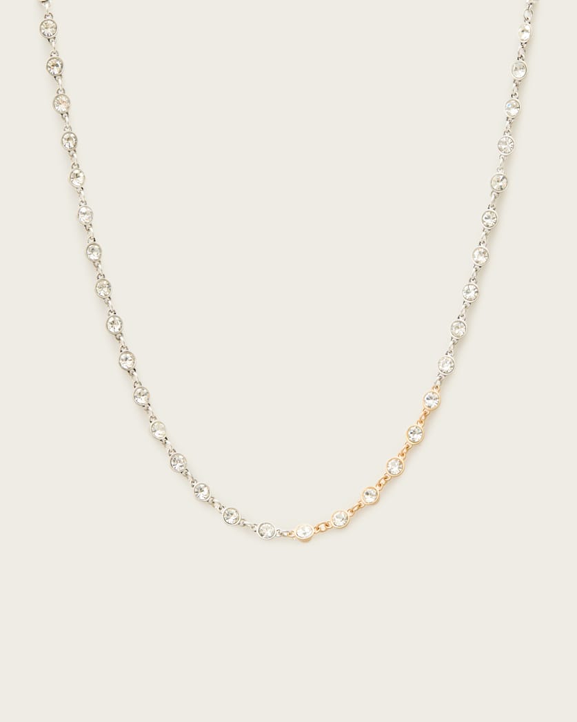 AllSaints Pippa Crystal Necklace Women's Warm Silver Mix Women's