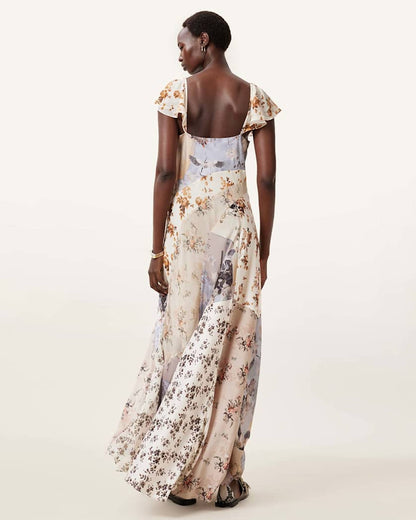 AllSaints Lala Floral Maxi Dress Women's Origin Ditsy Brown Women's