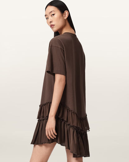 AllSaints Feyre Relaxed Fit Mini Dress Women's Bitter Brown Women's