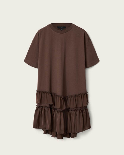 AllSaints Feyre Relaxed Fit Mini Dress Women's Bitter Brown Women's