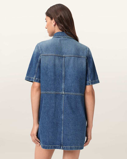 AllSaints Rock Denim Mini Dress Women's Mid Indigo Women's