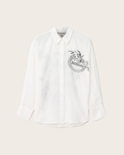 AllSaints Sparrow Printed Linen Shirt Women's White Women's