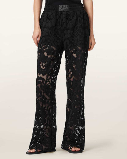 AllSaints Amelie Straight Leg Lace Pants Women's Optic White Women's