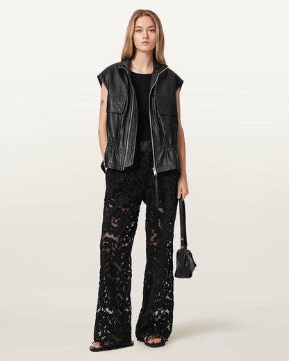 AllSaints Amelie Straight Leg Lace Pants Women's Optic White Women's