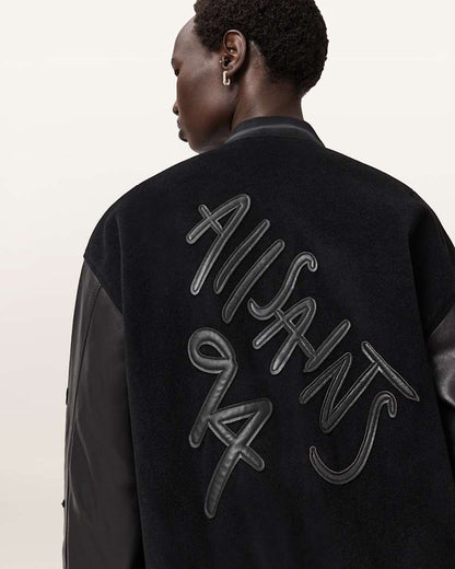 AllSaints Argon Leather Varsity Leather Jacket Women's Black Women's