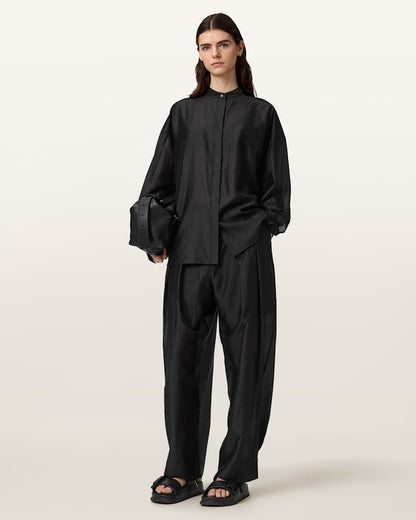 AllSaints Becca Wide Leg Sheer Pants Women's Black Women's