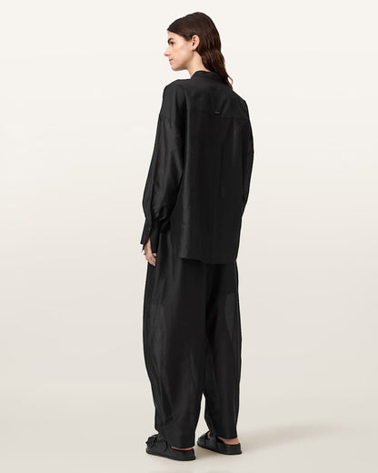 AllSaints Becca Wide Leg Sheer Pants Women's Black Women's