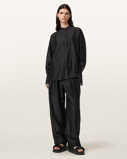 AllSaints Becca Wide Leg Sheer Pants Women's Black Women's