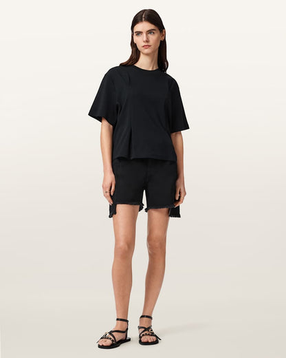 AllSaints Frankie High Waisted Denim Shorts Women's Black Women's