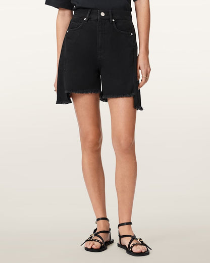 AllSaints Frankie High Waisted Denim Shorts Women's Black Women's