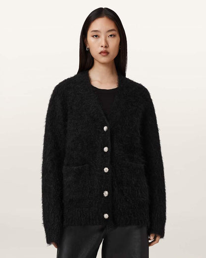 AllSaints Rubi Embellished Cardigan Women's Black Women's