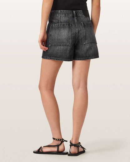 AllSaints Tay Mid Rise Denim Shorts Women's Black Women's