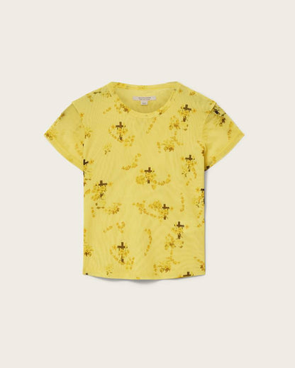 AllSaints Ellie Mesh Floral T Shirt Women's Haze Black Women's