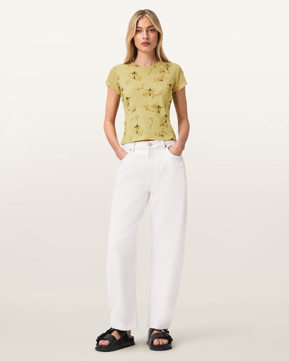 AllSaints Ellie Mesh Floral T Shirt Women's Haze Black Women's