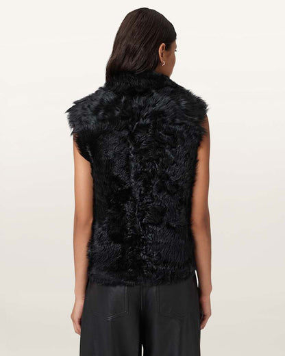 AllSaints Luna Shearling Reversible Gilet Women's Black Women's