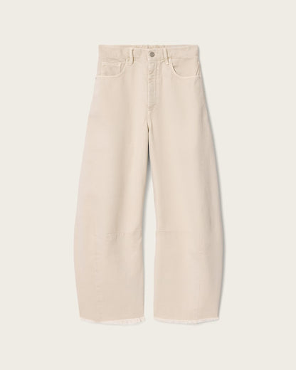 AllSaints Payton Distressed Barrel Leg Jeans Women's Cream White Women's