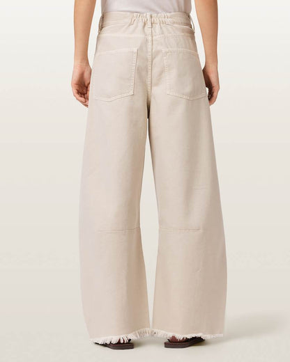 AllSaints Payton Distressed Barrel Leg Jeans Women's Cream White Women's
