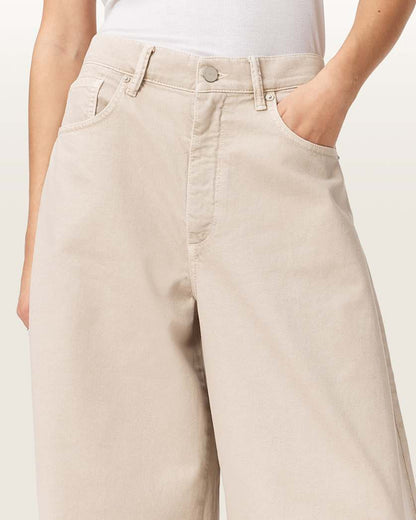 AllSaints Payton Distressed Barrel Leg Jeans Women's Cream White Women's
