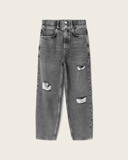 AllSaints Daisy Tapered Leg Distressed Denim Jeans Women's Washed Grey Women's