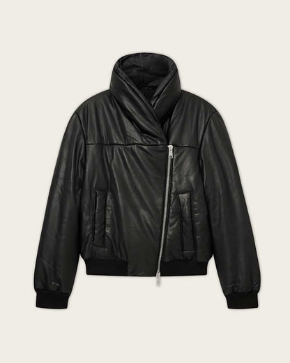 AllSaints Lauren Leather Puffer Jacket Women's Black Women's
