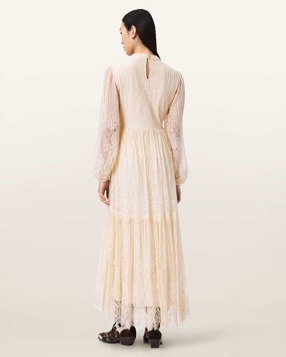 AllSaints Lillian Embellished Maxi Dress Women's Antique White Women's