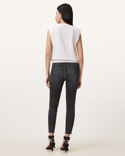 AllSaints Miller Push Up Skinny Fit Denim Jeans Women's Washed Black Women's