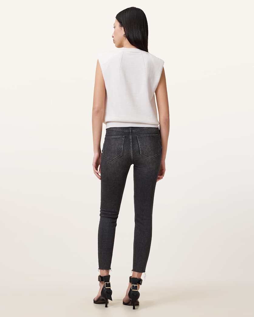 AllSaints Miller Push Up Skinny Fit Denim Jeans Women's Washed Black Women's