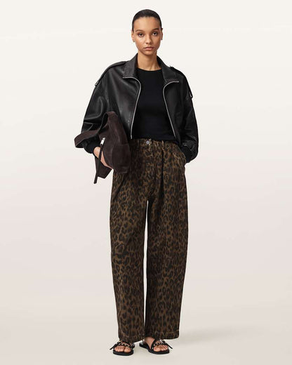 AllSaints Becca Barrel Leg Denim Pants Women's Leppo Brown Women's