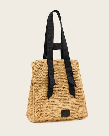 AllSaints Lullah Woven Straw Tote Bag Women's Almond Women's