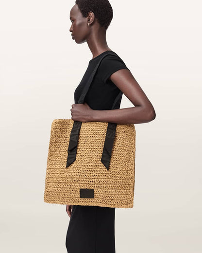 AllSaints Lullah Woven Straw Tote Bag Women's Almond Women's