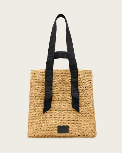 AllSaints Lullah Woven Straw Tote Bag Women's Almond Women's