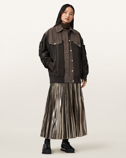 AllSaints Spark 2 In 1 Maxi Dress Women's Bronze Brown Women's
