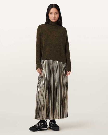 AllSaints Spark 2 In 1 Maxi Dress Women's Bronze Brown Women's