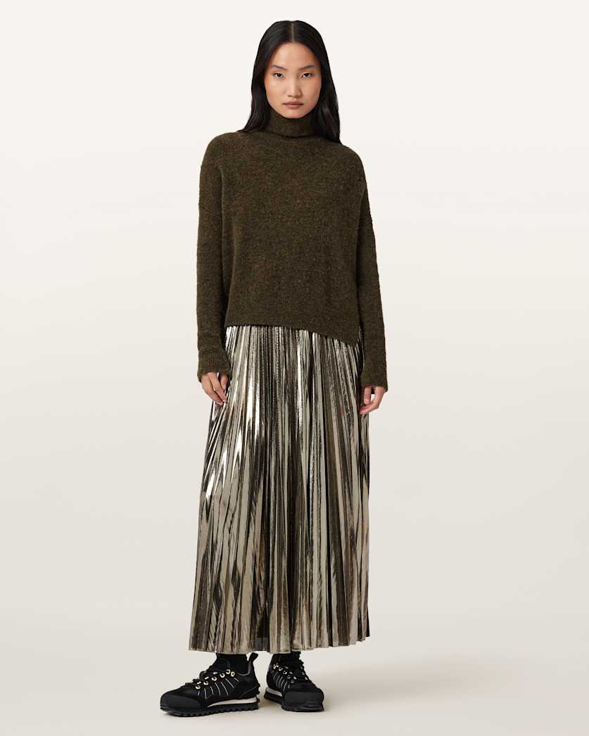 AllSaints Spark 2 In 1 Maxi Dress Women's Bronze Brown Women's