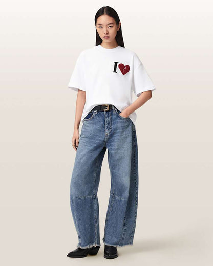 AllSaints Heart Etta Oversized T Shirt Women's Optic White Women's