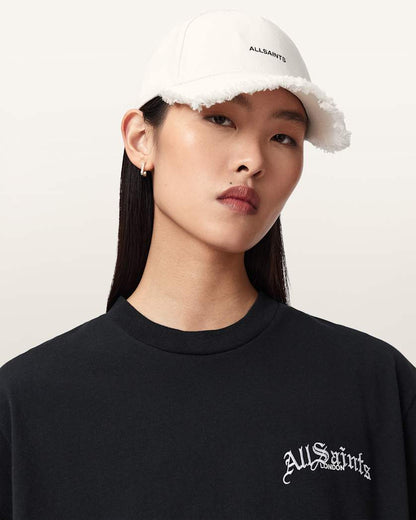 AllSaints London Frayed Baseball Cap Women's Chalk White Women's