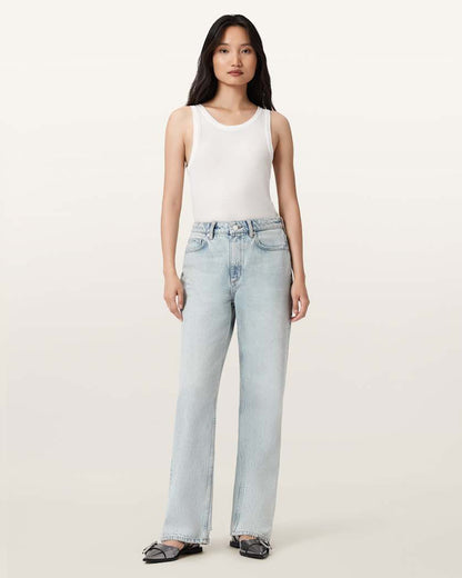 AllSaints Brooklyn Straight Leg Jeans Women's Snow Indigo Blue Women's