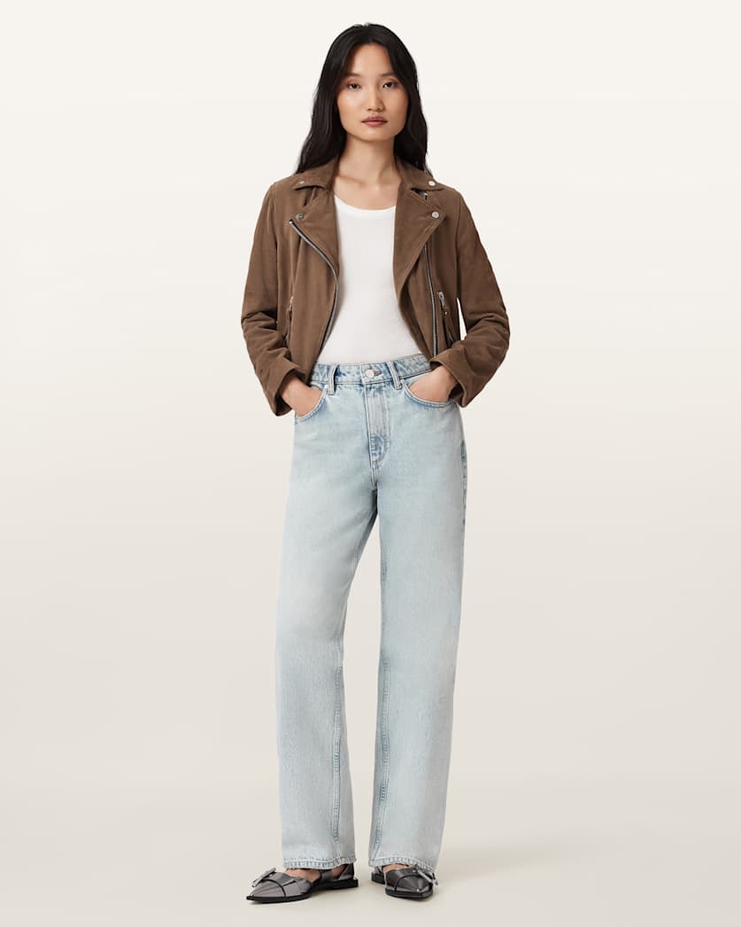 AllSaints Brooklyn Straight Leg Jeans Women's Snow Indigo Blue Women's