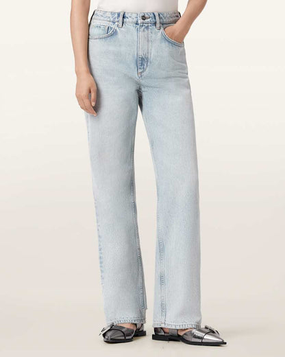 AllSaints Brooklyn Straight Leg Jeans Women's Snow Indigo Blue Women's