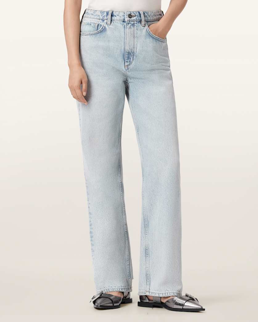 AllSaints Brooklyn Straight Leg Jeans Women's Snow Indigo Blue Women's
