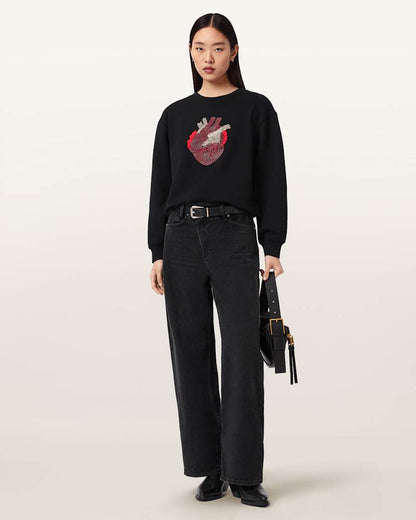 AllSaints Andrea Pippa Embellished Sweatshirt Women's Black Women's