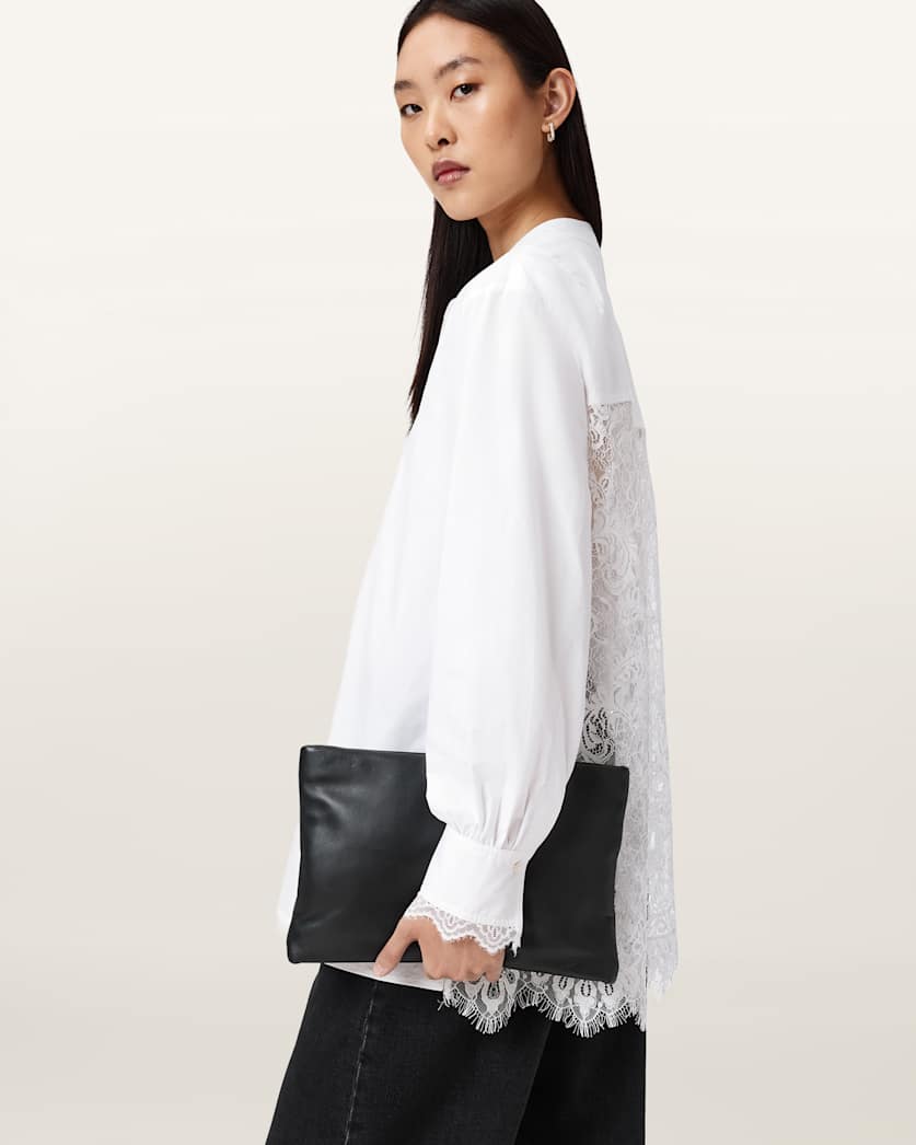 AllSaints Ethel Lace Trim Shirt Women's White Women's